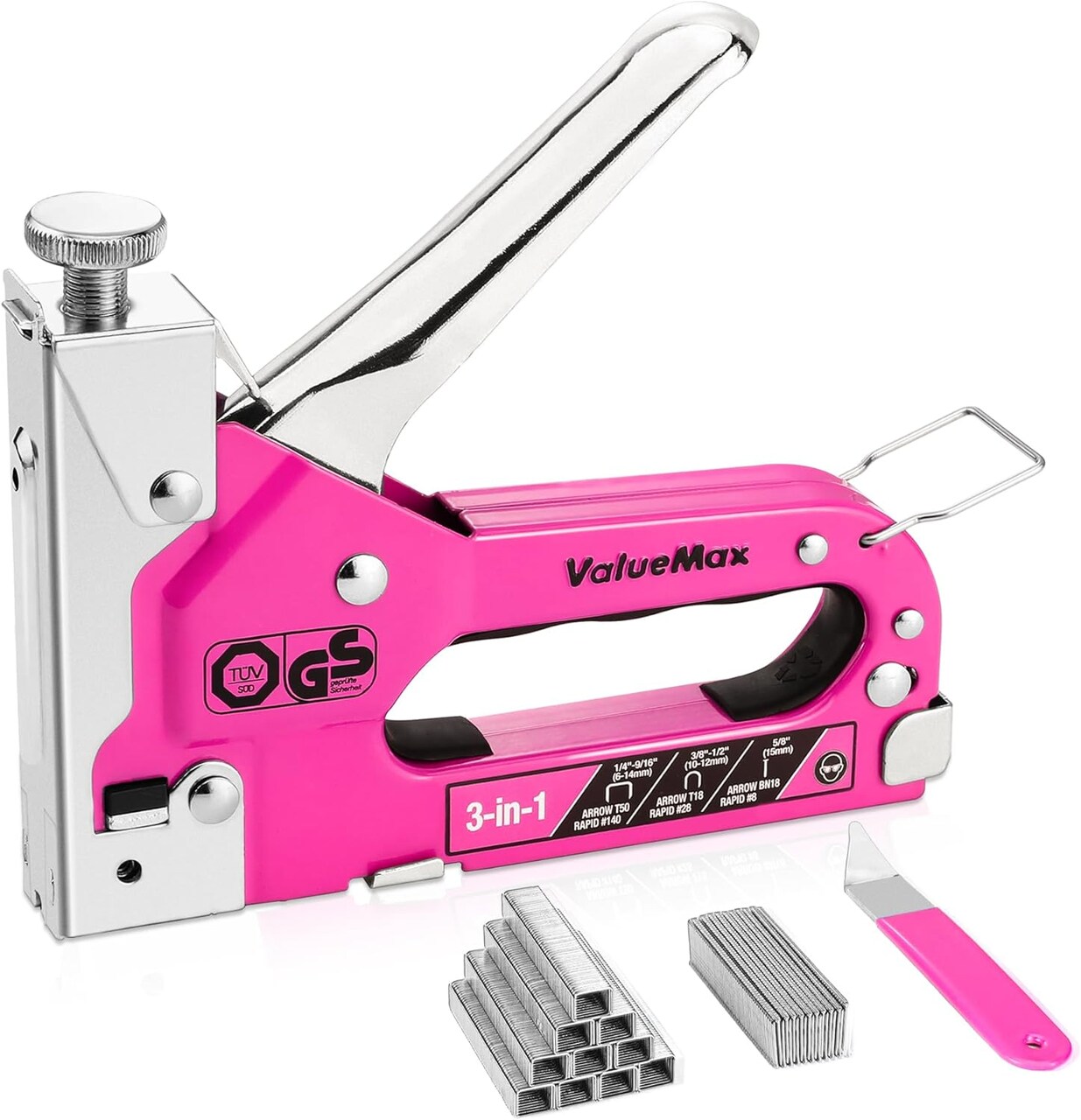 Heavy Duty 3-in-1 Manual Staple Gun – Upholstery Stapler for Wood, Furniture, Carpet, DIY Crafts, with 2000 Staples & Remover